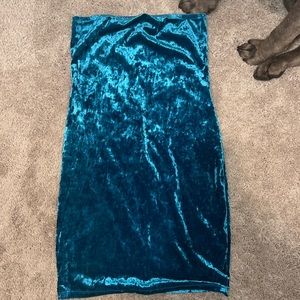 Blue suede looking Dress strapless